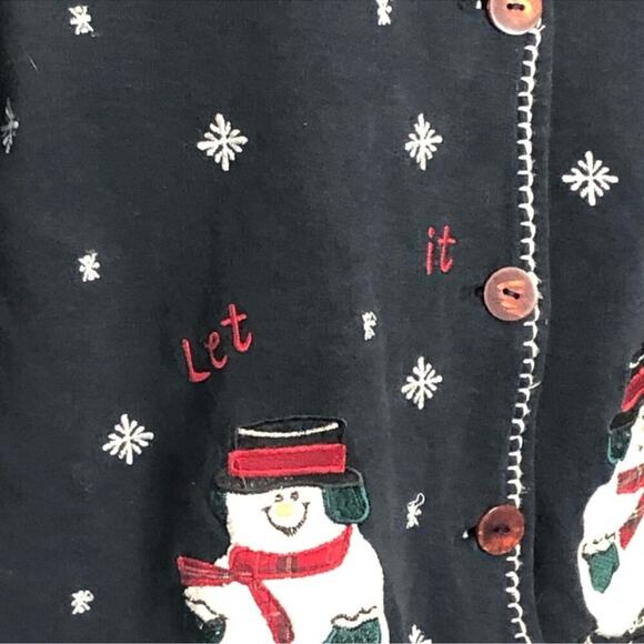 Vintage Paul Harris Let It Snow Cardigan L | 90s Snowman Ugly Christmas Sweater - Picture 12 of 16